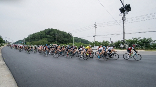 도로를 달리는 사이클 동호인들. 사진은 투르 드 코리아 스페셜 예선격인 마스터즈 양양투어. /사진제공=대한자전거연맹