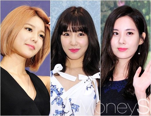 소녀시대 멤버 수영과 티파니,서현(왼쪽부터)