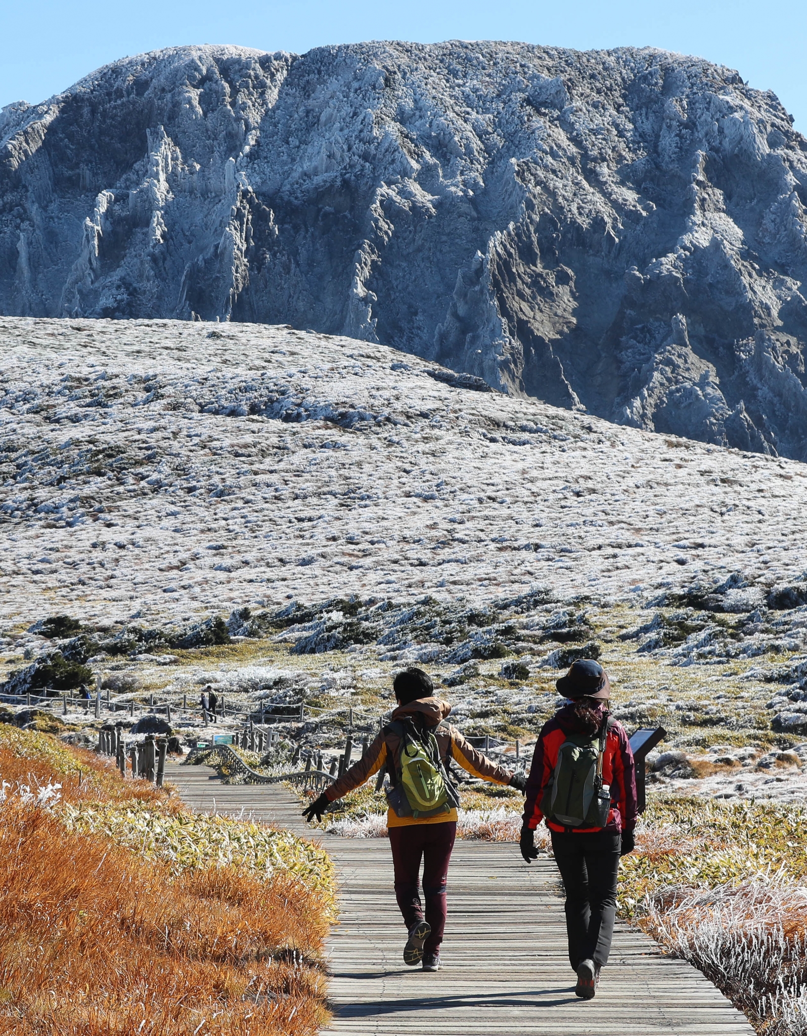 한라산. 상고대. 30일 제주 제주시 한라산에 첫 상고대가 활짝 핀 가운데 등산객들이 백록담을 향해 걸어가고 있다. /사진=뉴시스