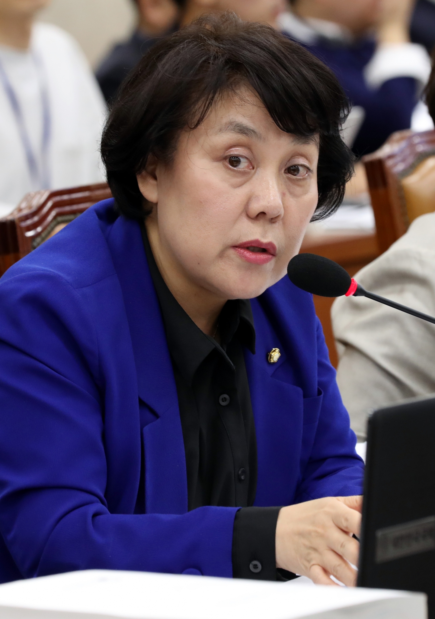 공공조직은행. 정춘숙 더불어민주당 의원이 지난 12일 서울 영등포구 국회에서 열린 보건복지위원회의 보건복지부 국정감사에서 질의를 하고 있다. /사진=뉴시스
