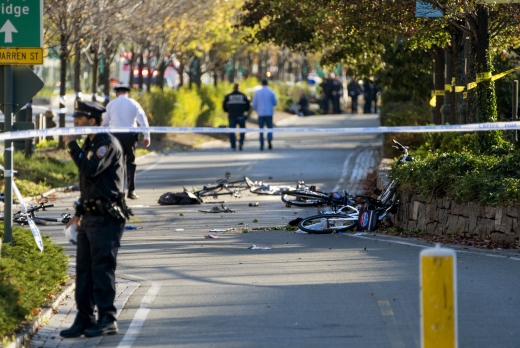 뉴욕 테러 용의자. 지난달 31일(현지시간) 미국 뉴욕 맨해튼의 차량 돌진 테러 현장. /사진=뉴시스(AP 제공)