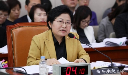 정현백 여성가족부 장관이 6일 서울 영등포구 국회 여성가족위원회에서 열린 여성가족부 등에 대한 국정감사에 출석해 의원들의 질의에 답변하고 있다. /사진=뉴시스