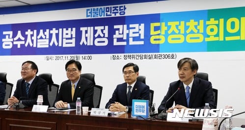20일 오후 서울 여의도 국회 의원회관에서 열린 공수처설치법 제정 관련 당정청회의. /자료사진=뉴시스 