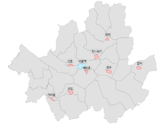 서울시 도시재생활성화 지역(1단계) 중 분석 실시지역. /사진=사울시