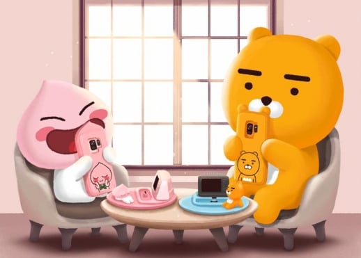 삼성전자의 갤럭시S9에 들어가는 카카오프렌즈의 캐릭터.