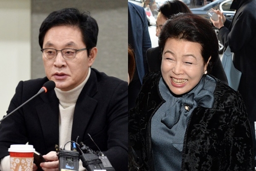 정두언 전 새누리당 의원(왼쪽)과 김윤옥 여사. /사진=뉴시스