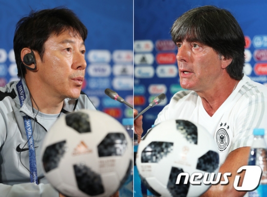 신태용(왼쪽) 한국 축구대표팀 감독과 요아힘 뢰브 독일 대표팀 감독. /사진=뉴스1
