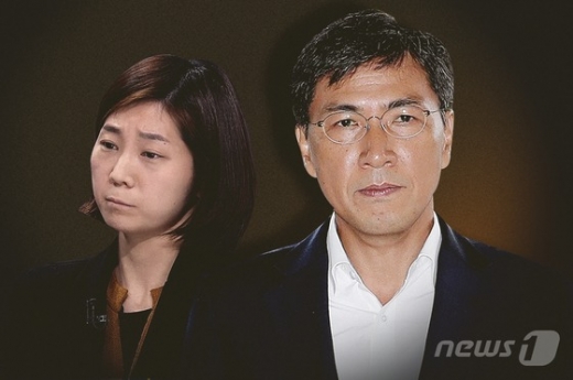 김지은씨(왼쪽)와 안희정 전 충남지사. /그래픽=뉴스1 방은영 디자이너