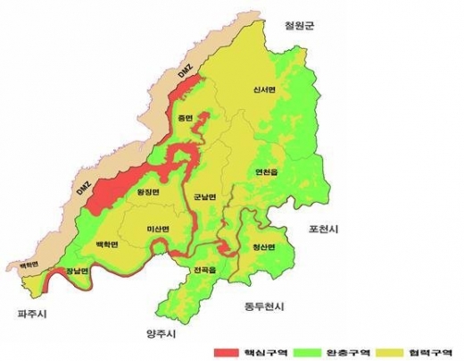 유네스코에 제출한 연천 임진강 생물권보전지역 지형. /사진제공=연천군