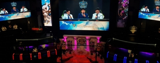 허준을 비롯한 국내중계진들이 SWC 2018을 진행하고 있다. /사진=채성오 기자