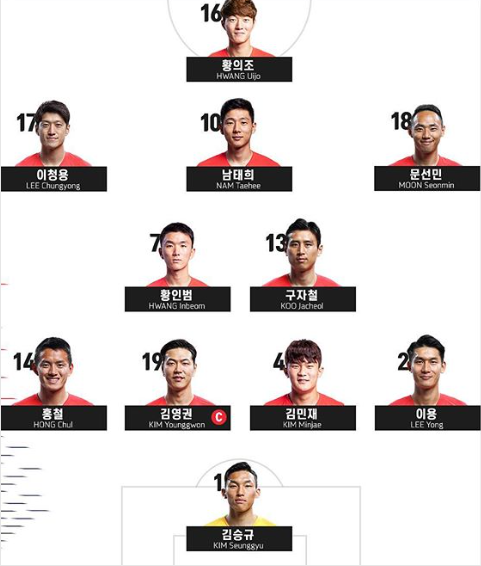 호주전 A매치 선발 라인업./사진=대한축구협회