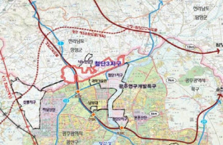 광주광역시 첨단3지구 위치도