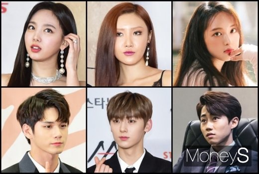 나연, 화사, 김보라, 박지빈, 황민현, 옹성우(왼쪽 위부터 시계방향). /사진=임한별 기자, 싸이더스HQ, 호가엔터테인먼트