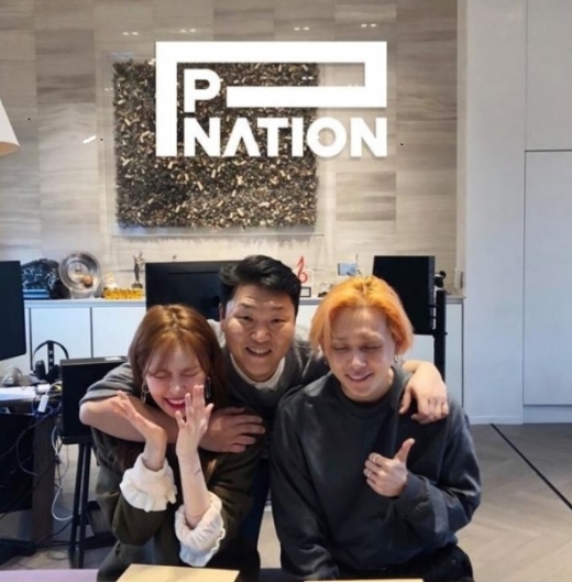 가수 현아, 싸이, 이던(왼쪽부터). /사진=싸이 인스타그램