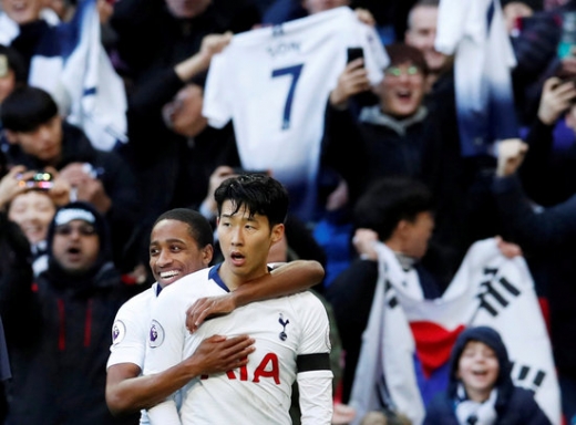 지난 10일(한국시간) 영국 런던 웸블리 스타디움에서 열린 2018-2019시즌 EPL 26라운드 레스터 시티전에서 시즌 15호골 득점에 성공한 토트넘 홋스퍼의 손흥민. /=사진 로이터