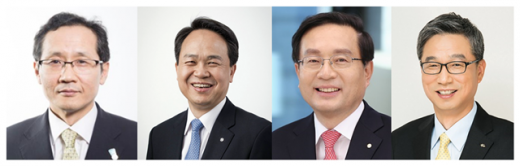 (왼쪽부터) 지성규 하나은행장 내정자·진옥동 신한은행장 내정자·손태승 우리금융그룹 회장·허인 KB국민은행장/사진=각 은행