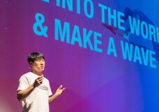 2019년 야놀자 창립기념일 행사를 진행하는 이수진 야놀자 총괄대표. /사진=야놀자