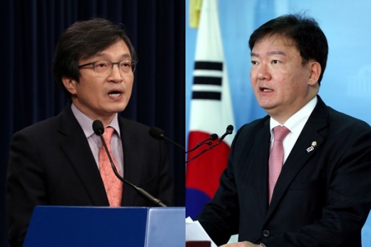 김의겸 청와대 대변인(왼쪽)과 민경욱 자유한국당 의원. /사진=뉴스1