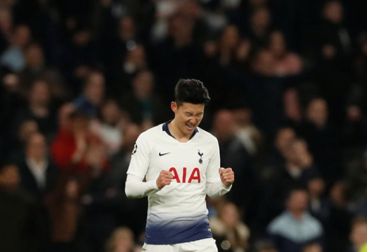 10일 오전(한국시간) 영국 토트넘 홋스퍼에서 열린 2018-2019시즌 유럽축구연맹(UEFA) 챔피언스리그 8강 1차전에서 맨체스터 시티(맨시티)를 상대로 결승골을 넣은 토트넘 홋스퍼의 손흥민. /사진=로이터