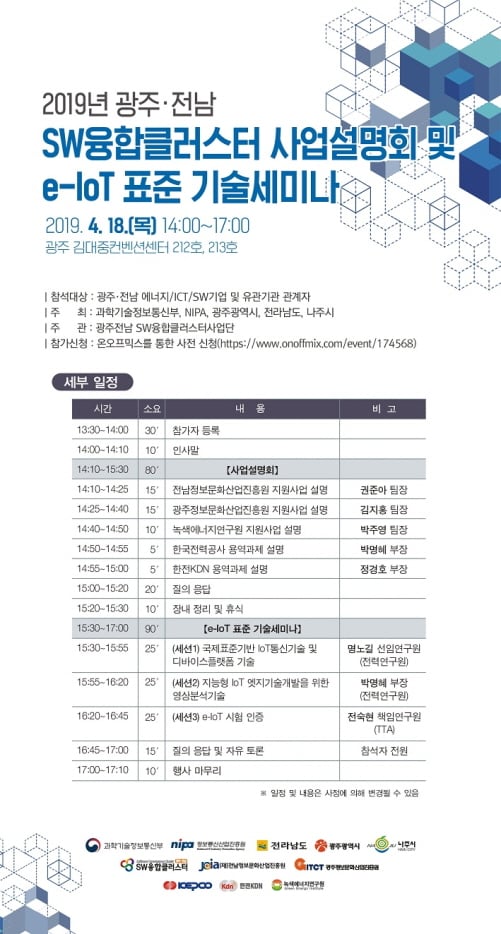 2019 광주‧전남 SW융합클러스터 사업설명회 포스터