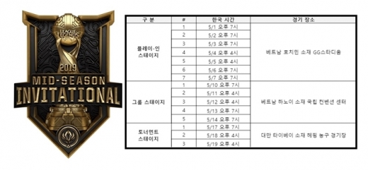 2019 LoL MSI 일정. /사진=라이엇게임즈