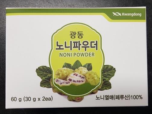 금속성 이물이 기준치 넘게 나온 것으로 식약처 검사결과 적발된 노니제품 중 하나./사진=식품의약품안전처