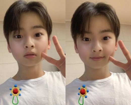 스냅챗 애기얼굴 어플. 사진은 아스트로 차은우. /사진=아스트로 공식 트위터
