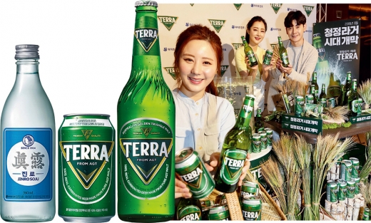 '진로'와 '테라'. /사진제공=하이트진로