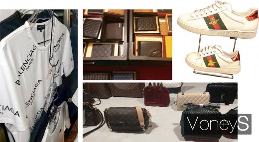 새빛시장에서 판매중인 짝퉁 제품. /사진=채성오 기자