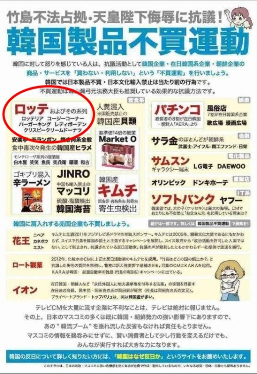일본에서 제작된 '한국 제품 불매운동' 리스트. /사진=온라인 커뮤니티