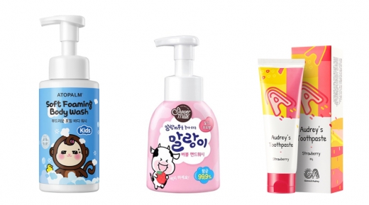 아토팜 ‘소프트 포밍 바디워시’, 애경산업 샤워메이트 ‘버블 핸드워시’, 지아나앤오드리 ‘오드리 치약’