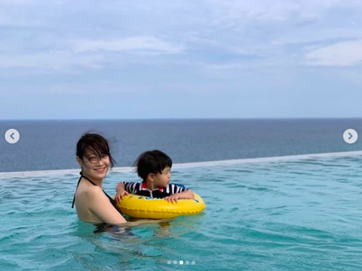 문지애 아들과 찍은 사진. /사진=문지애 인스타그램 캡처  