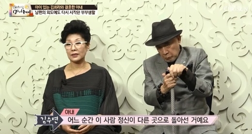 배우 김희라(오른쪽)와 아내 김수연. /사진=TV조선 '인생다큐 마이웨이' 방송화면 캡처