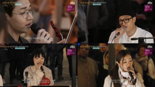 1일 방송된 JTBC 예능프로그램 '비긴어게인3'에서는 베로나 에르베 광장을 찾아 버스킹을 펼친 현장이 공개됐다. 이날 박정현은 '샹들리에' 열창으로 현지인들을 사로잡았다. / 사진=JTBC