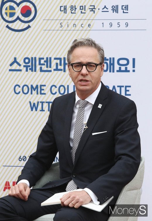 [머니S포토] 야콥 할그렌 주한스웨덴대사의 인사말