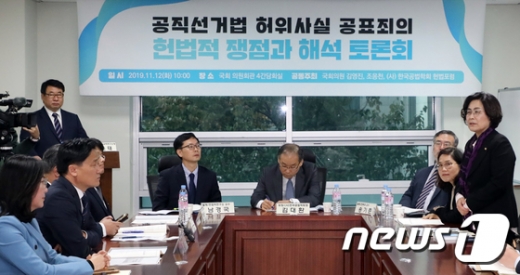 유승희 더불어민주당 의원이 12일 서울 여의도 국회 의원회관에서 열린 공직선거법 허위사실 공표죄의 헌법적 쟁점과 해석 토론회에서 발언을 하고 있다. / 사진=뉴스1