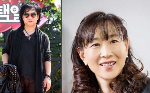 최윤희 한국체육산업개발 대표(오른쪽) 남편인 록밴드 백두산 출신 가수 유현상. /사진=청와대, 머니투데이    
