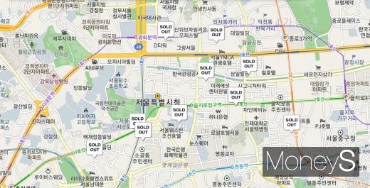 청계천 인근 마스크 판매 현황. /사진='마스크 알리미' 사이트 캡처
