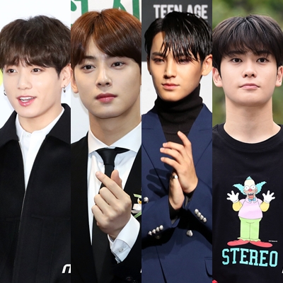최근 온라인 커뮤니티 및 소셜네트워크서비스(SNS) 등에 지난달 25일 서울 이태원동에 위치한 한 바에서 유명 아이돌그룹 멤버들을 봤다는 목격담이 퍼졌다. 사진은 방탄소년단 정국(왼쪽부터), 아스트로 차은우, 세븐틴 민규,  NCT 재현. /사진=뉴시스, 뉴스1   
