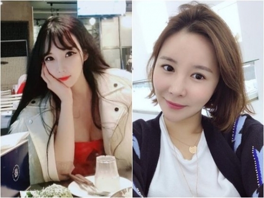 모델 출신 BJ 한미모가 배우 A씨를 성매매알선 등 혐의로 고발한 가운데 이 배우가 배드민턴 선수 이용대의 전 부인인 변수미인 것으로 알려졌다. 사진은 스트리머 한미모(왼쪽), 배우 변수미. /사진=소셜네트워크서비스(SNS)