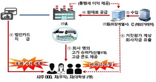 고액 자산가들이 수억원의 달하는 법인 명의 슈퍼카를 배우자와 자녀에게 사용케 한 사례가 적발됐다. /자료=국세청