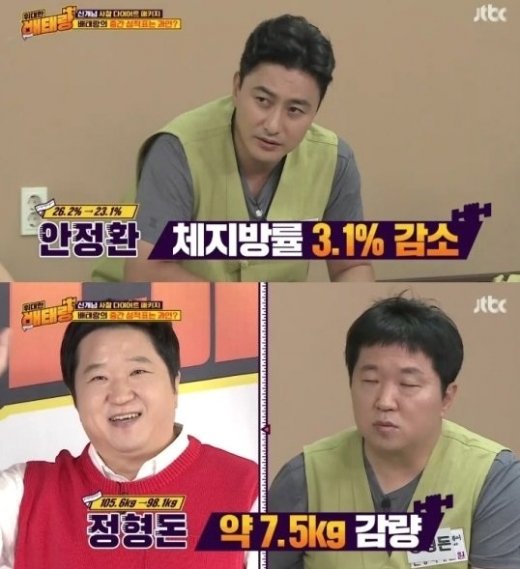 지난 13일 방송된 JTBC '위대한 배태랑'에 출연한 정형돈과 안정환이 다이어트 성공 신화를 썼다. /사진=JTBC '위대한 배태랑' 캡처     