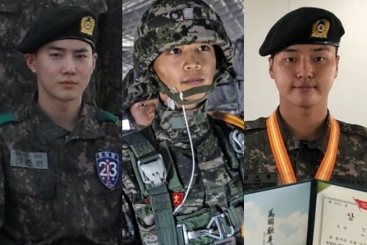군복무중인 남자연예인들의 근황에 대한 관심이 모아지고 있다. 사진은 엑소 수호, 샤이니 민호, 양세종(왼쪽부터). /사진=육군훈련소, 병무청 웹진 '청춘예찬', 강원도화천 27사단 이기자부대
