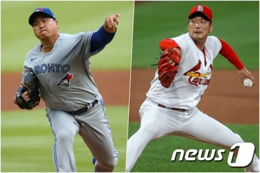류현진(33·토론토 블루제이스)과 김광현(32·세인트루이스 카디널스) 12일(한국시간) 같은날 메이저리그 선발 마운드에 오를 전망이다./사진=뉴스1