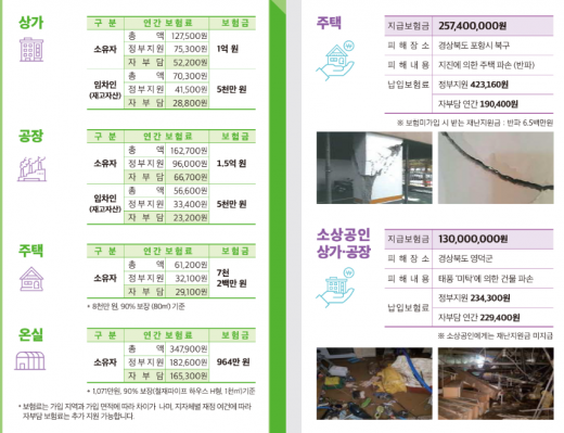풍수해보험 가입 보험료 및 보험금 예시./사진=행정안전부