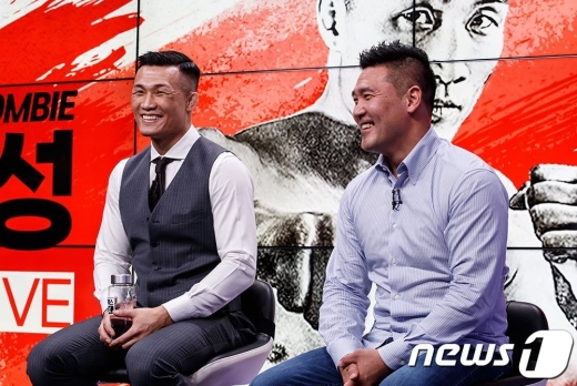 [사진] '코리안 좀비' 정찬성-에디 차 코치 '오르테가와 메인이벤트 기대하세요'