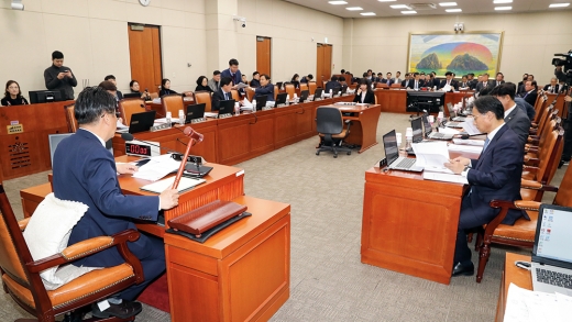 지난해 11월 국회 정무위원회에서 금융소비자보호법이 상정되고 있다. 금소법 시행으로 불완전판매 처벌이 강화되며 상당수 법인보험대리점(GA)에 위기가 찾아올 수 있다는 지적이 나온다./사진=뉴스1 DB