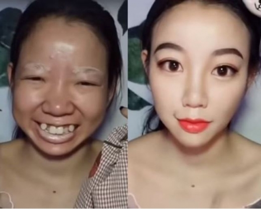 치화화라는 이름의 중국 여성이 화장을 통해 완전히 다른 사람으로 변하는 모습을 담은 영상이 화제를 모으고 있다. /사진=치화화 유튜브
