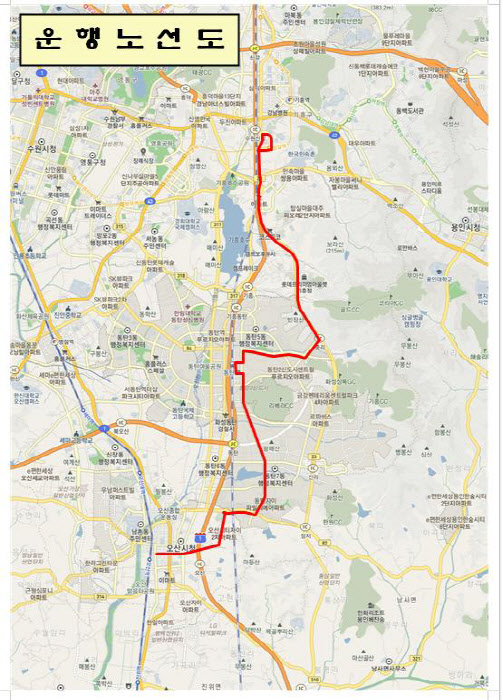 G6010번(오산↔상갈) 광역버스 노선도. / 사진제공=오산시