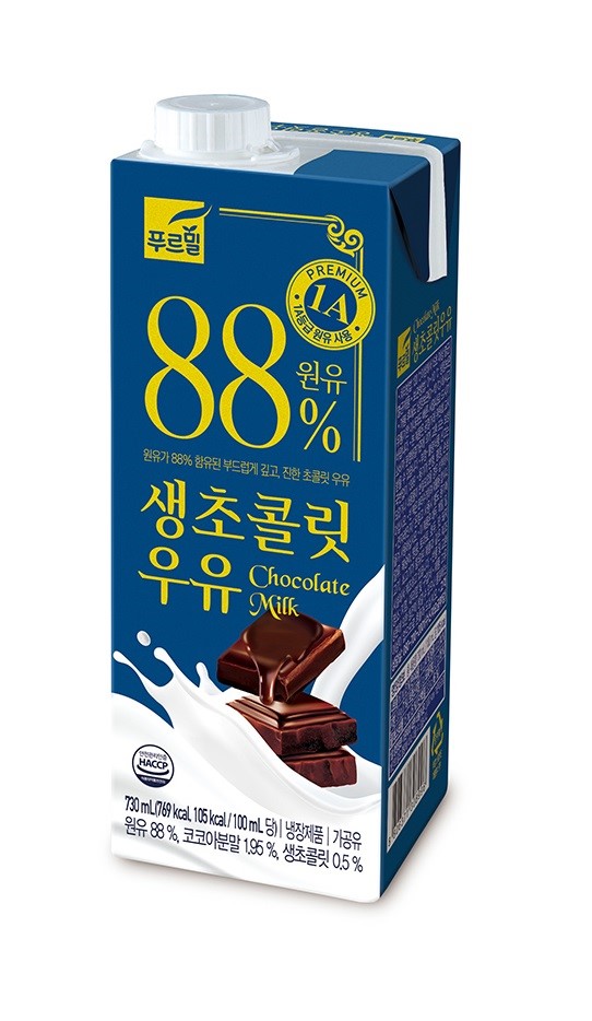 초코우유에 들어있는 흑당, 타우린, 카테란 등은 알코올 성분을 분해하는 것에 도움을 준다고 알려져 있다. 유제품 전문기업 푸르밀의 신제품 ‘88생초콜릿우유’. /사진=푸르밀 